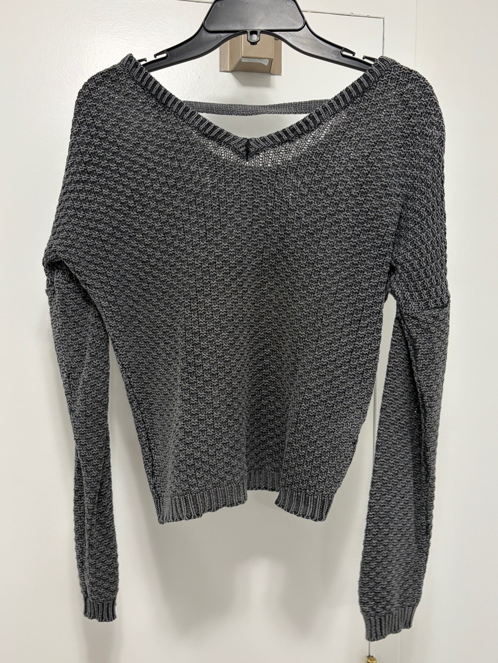Brandy Melville - Charcoal Grey V-Neck Knit Sweater